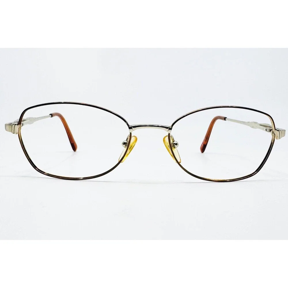 Safilo Eyeglasses Womens Gold Brown Metal Oval Frames 52-17-135